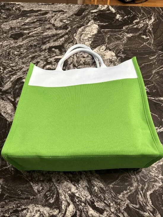 Kate Spade New York x Target Knit Tote “IT’S IN THE BAG” Green/light Blue NEW - Picture 2 of 7
